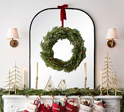 Faux Lit Cedar Wreath With Berries