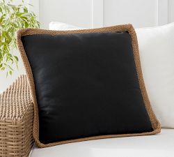 Faux Natural Fiber Flange Outdoor Pillow - Thumbnail 3
