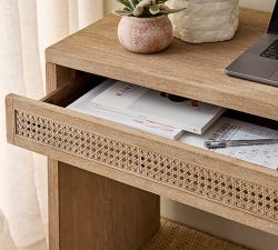Marina Grand Cane Storage Shelf Console Desk Set (126")