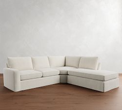 Pearce Square Arm Slipcovered 3-Piece Bumper Sectional (118")