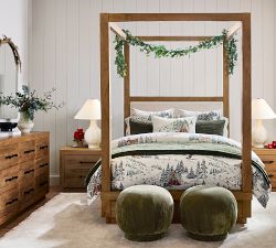 Skier Embroidered Lumbar Pillow Cover