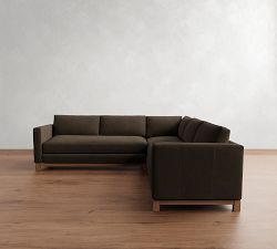 Jake Leather Brindle Wood Base 3-Piece L-Shaped Sectional (108"-111")