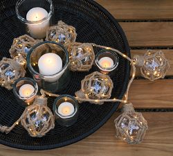 Lit Jute Wrapped Orbs Garland