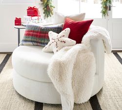 Nostalgic Star Embroidered Shaped Pillow