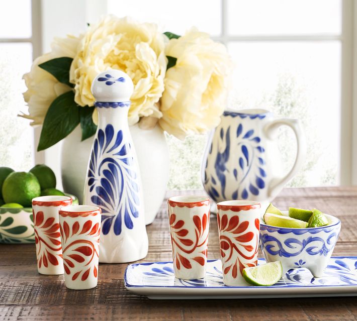Puebla Porcelain Shot Glasses - Set of 4 | Pottery Barn