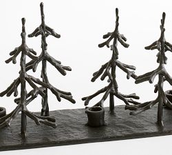 Sculpted Bronze Tree Candle Holder Centerpiece