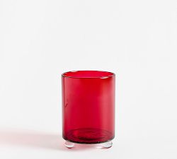 Ruby Red Glass Hurricane Candle Holder