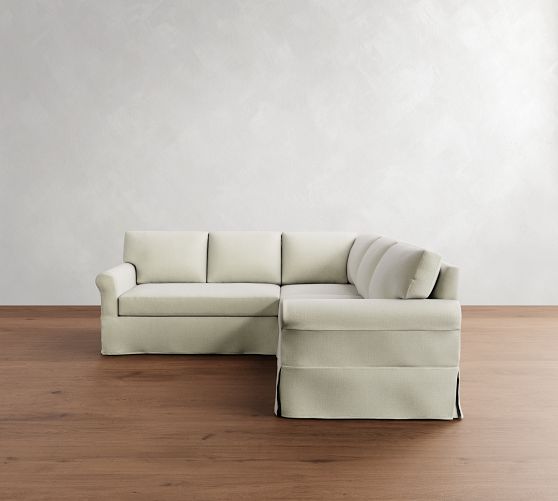 York Roll Arm Slipcovered 3-Piece L-Shaped Sectional (93") by Pottery Barn