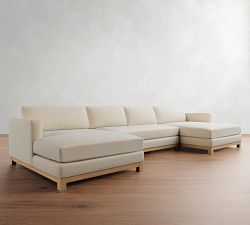 Jake Seadrift Wood Base Double Chaise Sectional (143"&ndash;163")