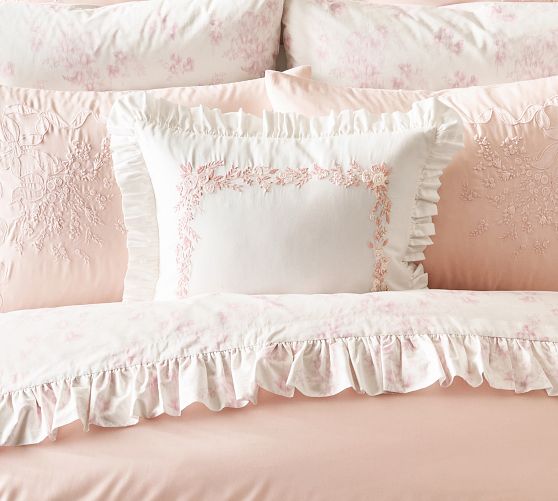 LoveShackFancy Embroidered Ruffle Pillow