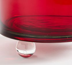 Ruby Red Glass Hurricane Candle Holder