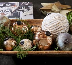 White &amp; Gold Mercury Glass Ball Ornaments