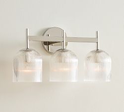 Cooper Ribbed Glass Triple Sconce (17")