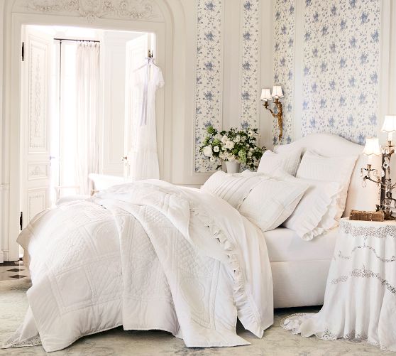 LoveShackFancy Bow Heart Patchwork Quilt by Pottery Barn