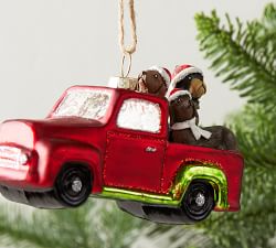 Mercury Glass Christmas Truck Ornaments