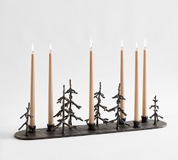 Sculpted Bronze Tree Candle Holder Centerpiece