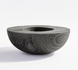 Shallow Carved Handcrafted Wood Decorative Bowl