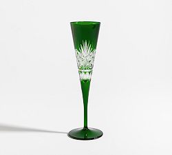 Open Box: Antique Cut Champagne Flutes, Set of 4 - Green