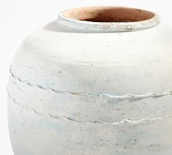 Artisan Hand Painted Terracotta Vase Collection - Blue