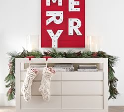 Lit Faux Red Berry &amp; Pine Garland