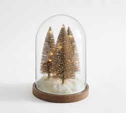Lit Glitter Tree Cloche