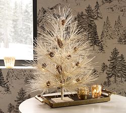 Lit Tinsel Pinecone Tree