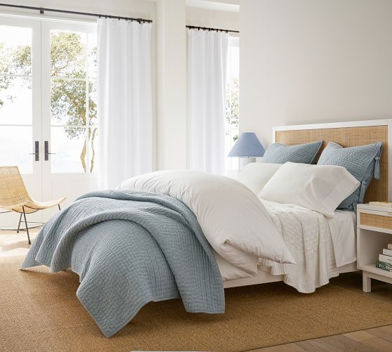 Pick-Stitch Handcrafted Cotton Linen Quilt | Pottery Barn