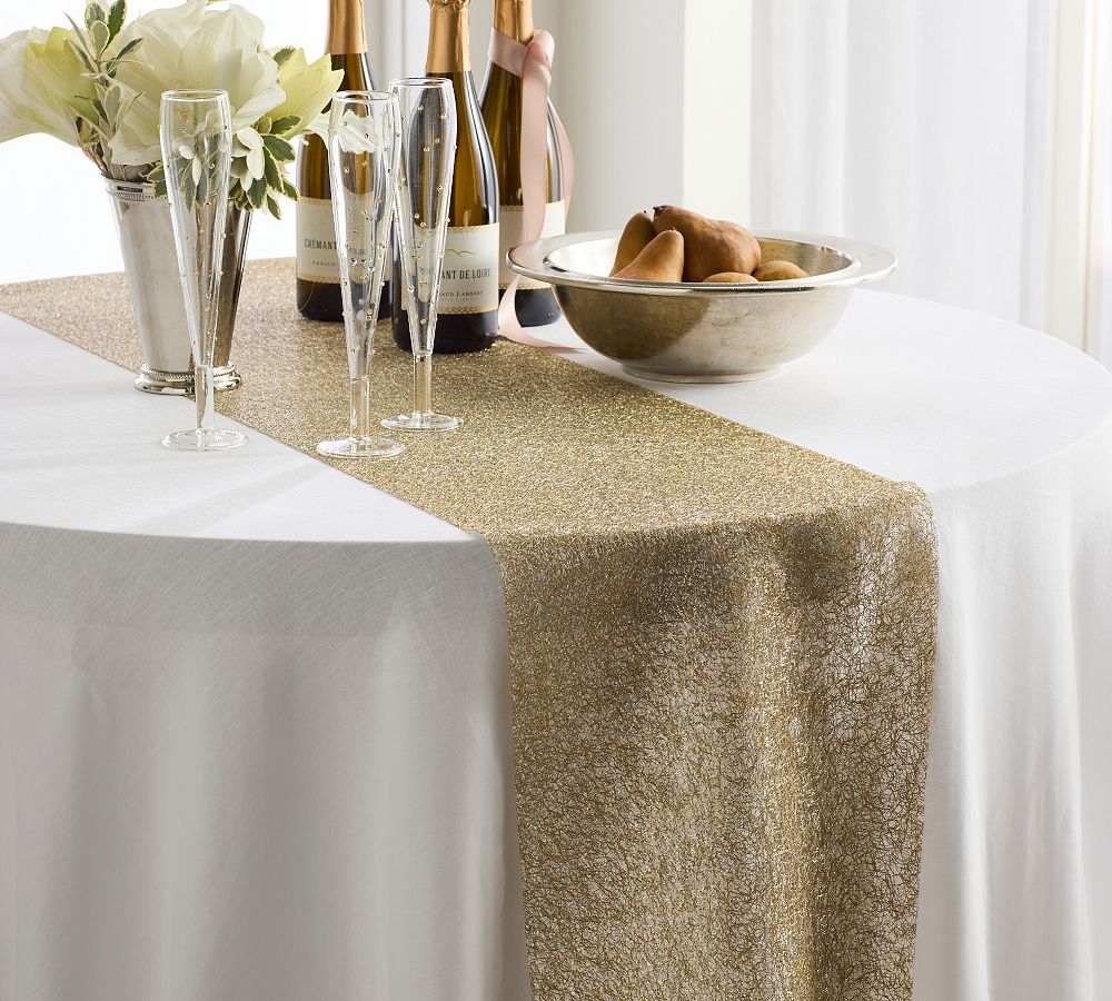 Chilewich Metallic Lace Table Runner | Pottery Barn
