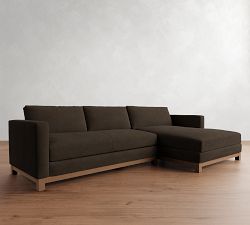 Jake Leather Brindle Wood Base Chaise Sectional (111"&ndash;121")
