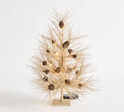 Lit Tinsel Pinecone Tree