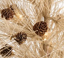 Lit Tinsel Pinecone Tree