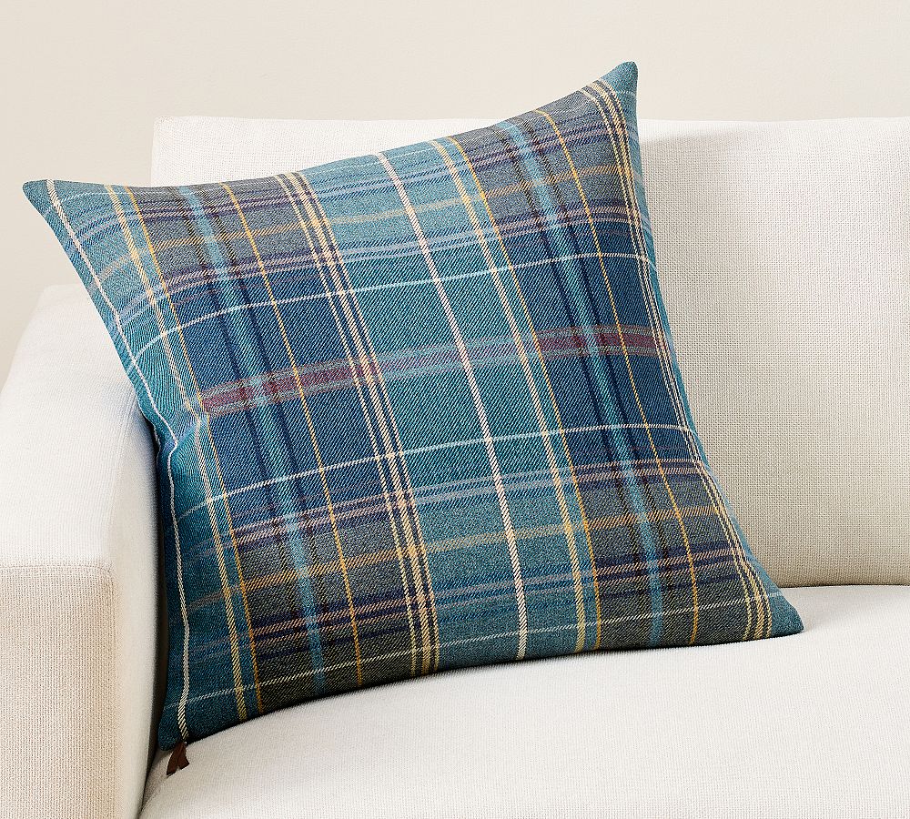 Woodrow Plaid Pillow - Blue Multi, 22"