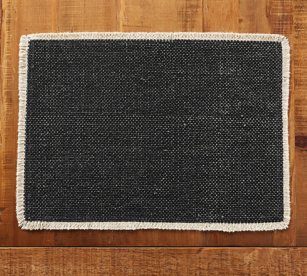 Mason Handwoven Cotton Fringe Placemats - Set of 4 - Set of 4 - Charcoal