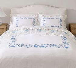 LoveShackFancy Blue Rose Duvet Cover, Multi, Full/Queen