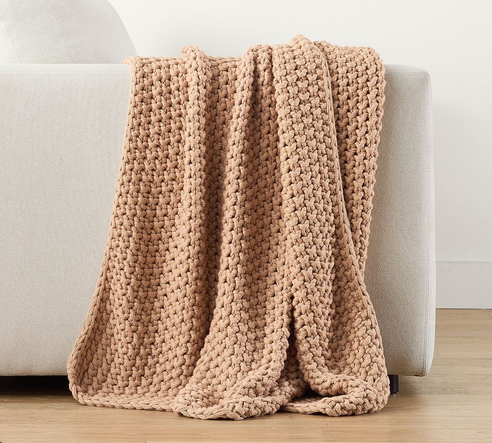 Bayside Seed Stitch Throw - Clay, 44" x 56"
