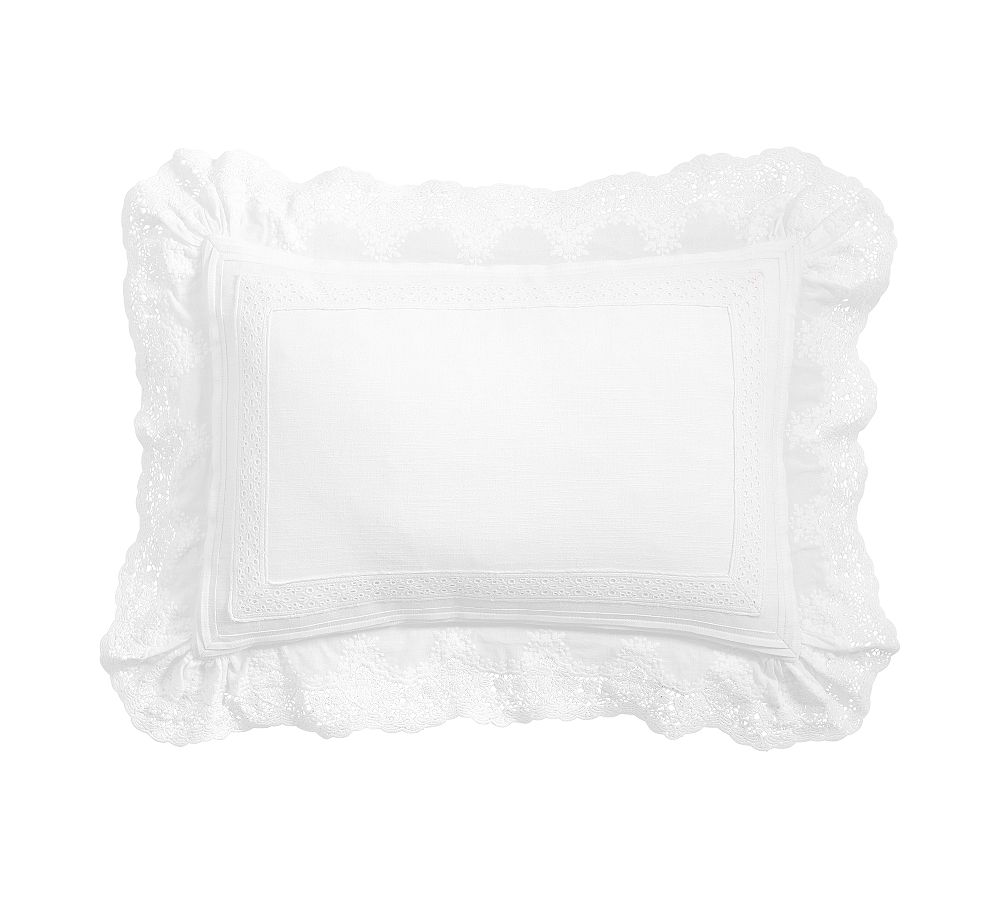 LoveShackFancy Lace Crochet Lumbar Pillow Cover - 14" x 20", Neutral