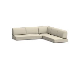 Rockport Outdoor Sectional 3Pc Cushion (1LA/1RA Loveseat/1 Crn); High Performance Canvas, Natural