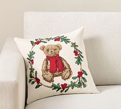 Bear Needlepoint Filled Pillow