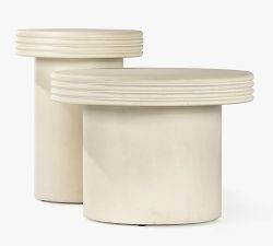 Champman Concrete Round Nesting Outdoor End Tables, Set of 2