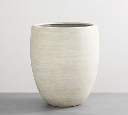 Open Box: Artisan Hand Painted Terracotta Outdoor Planter, Large (20.5"D x 24"H) - Natural