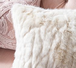 Open Box: Faux Fur Ruched Pillow