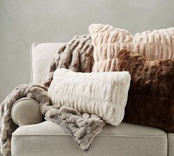 Open Box: Faux Fur Ruched Pillow