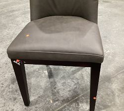 Open Box: Layton Leather Dining Side Chair - Gravel Graphite, Mahogany