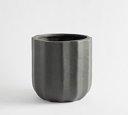 Open Box: Modern Rustic Fluted Outdoor Planter, Large (15.75") - Black