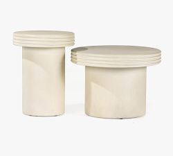 Champman Concrete Round Nesting Outdoor End Tables, Set of 2