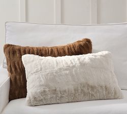 Open Box: Faux Fur Ruched Pillow
