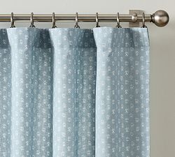 Open Box: Kravet Petite Floral Curtain, 50" W x 108" L - Chambray Blue
