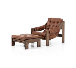 Callum Leather Chair with Ottoman