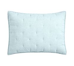 Open Box: Belgian Flax Linen Tufted Quilted Shams, Standard, Set of 2 - Sea Breeze