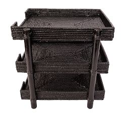 Tava Handwoven Rattan 3 Tray Paper Sorter